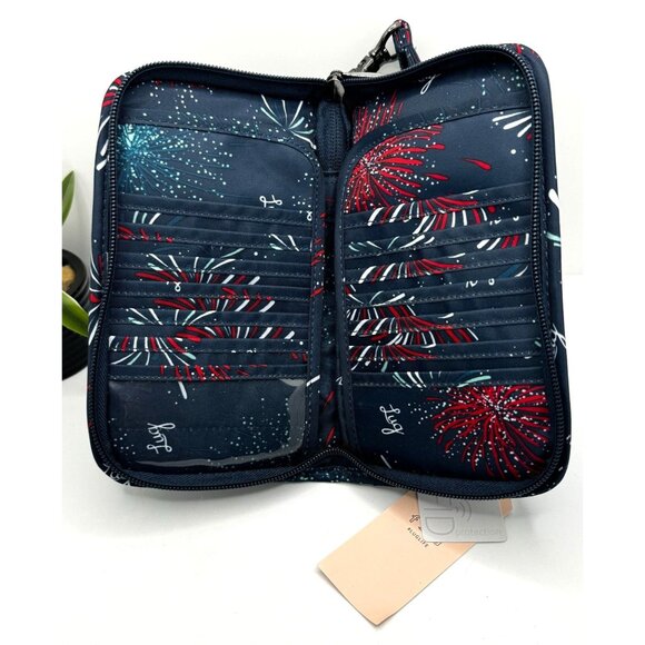 Lug RFID Wallet Fireworks Print With Wristlet Strap - Midnight - Picture 5 of 9